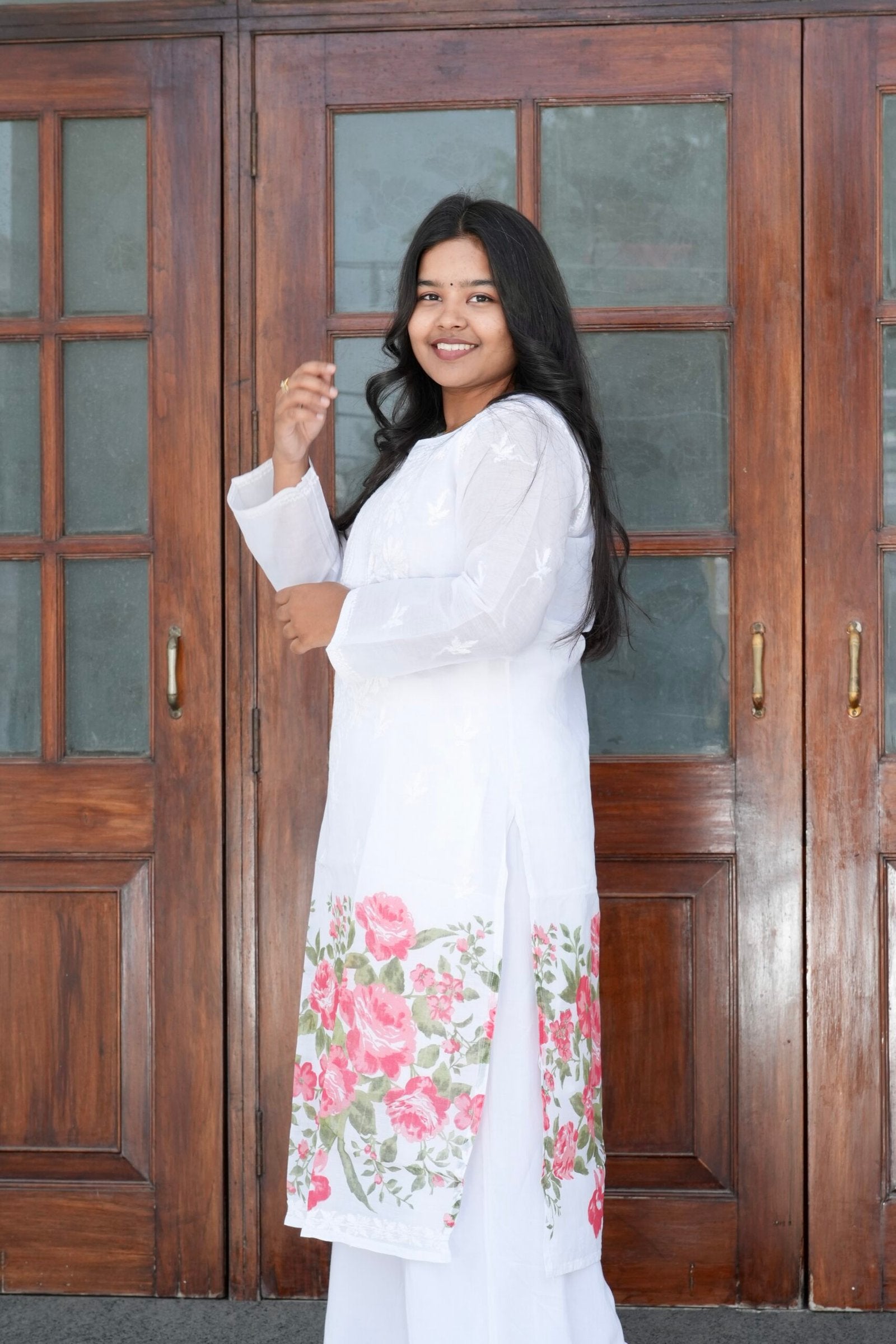 Rozana printed chikankari kurti