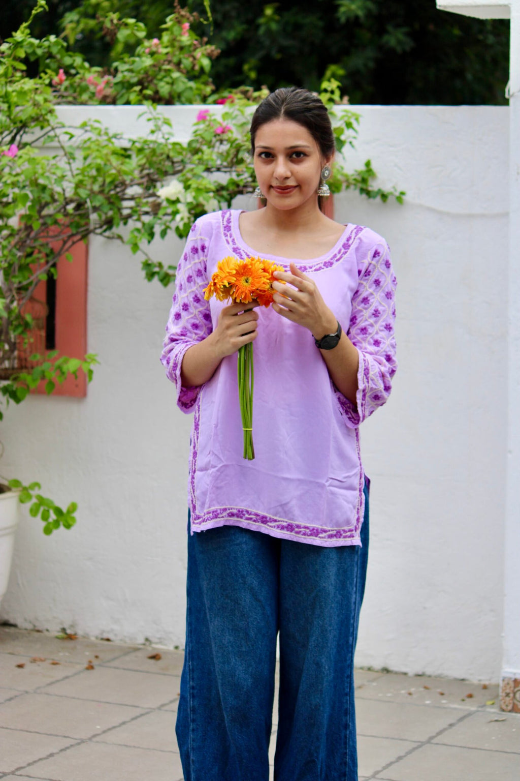 Nazrana lavender chikankari kurti