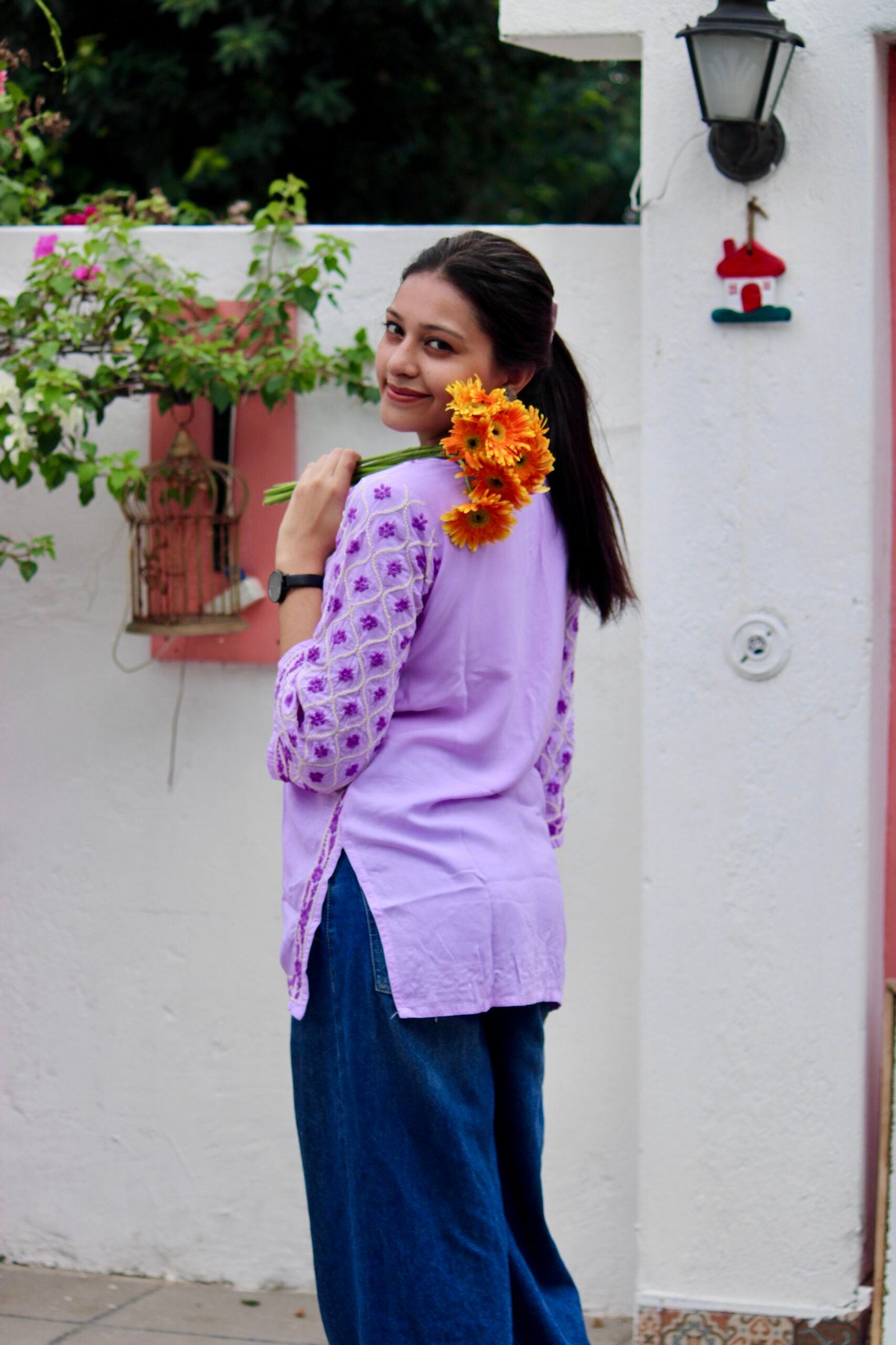 Nazrana lavender chikankari kurti