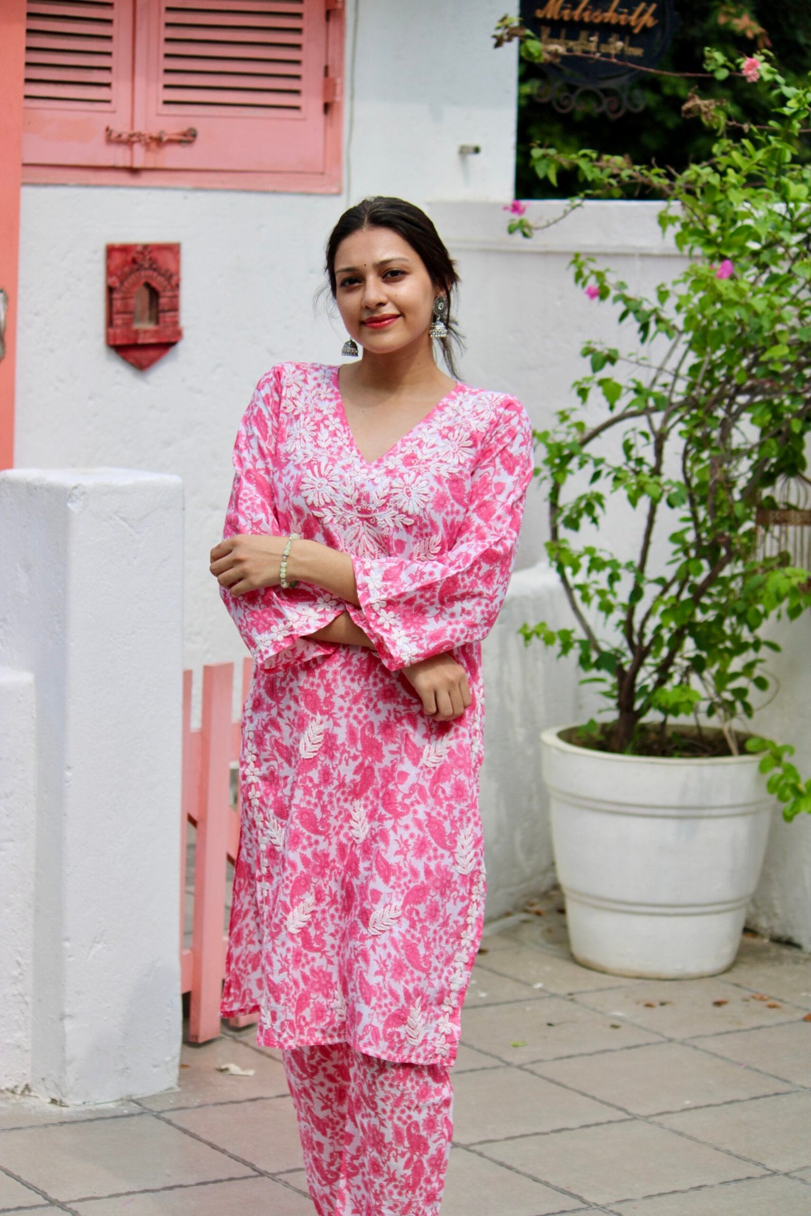 Roohani floral chikankari printed co-ord set