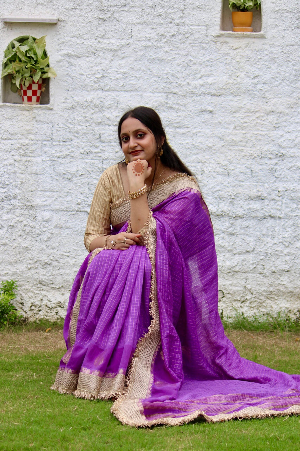 Mehfil Purple Chanderi saree