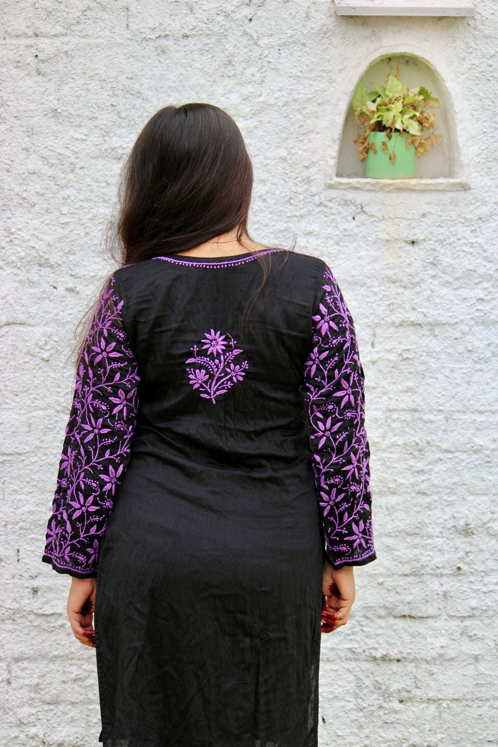 Guzarish Black and purple chikankari kurti