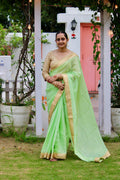 Mehfil Glass organza green saree