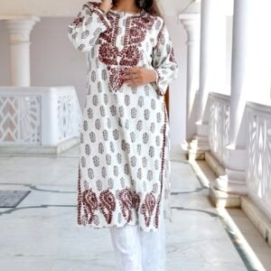 “Rozana” printed chikankari kurti