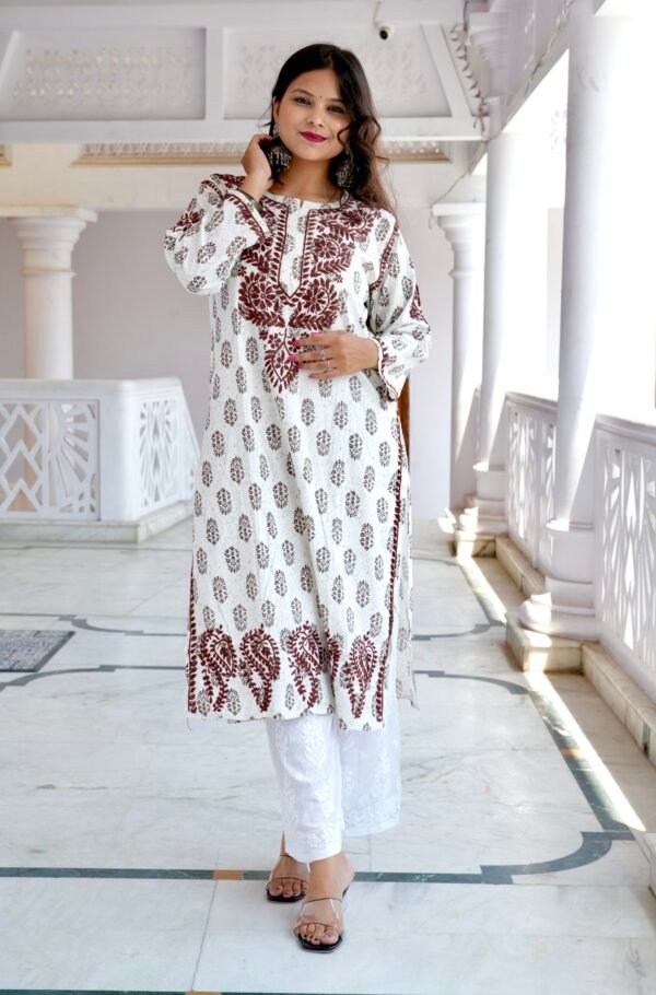 “Rozana” printed chikankari kurti