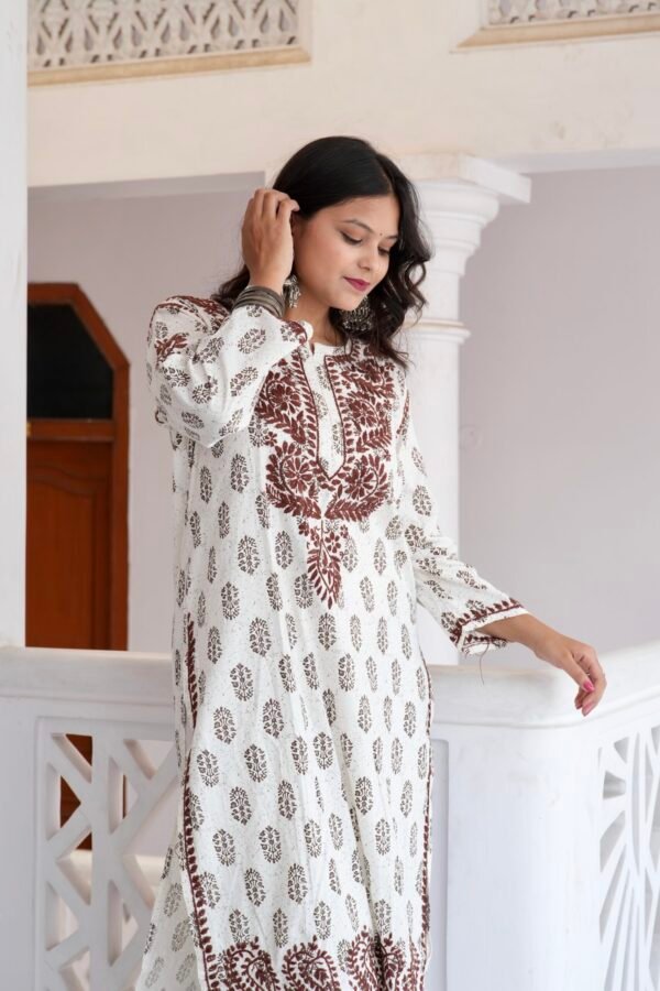 “Rozana” printed chikankari kurti - Image 2
