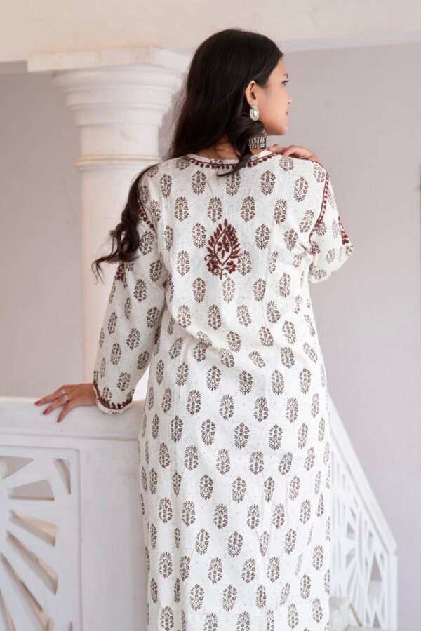 “Rozana” printed chikankari kurti - Image 3
