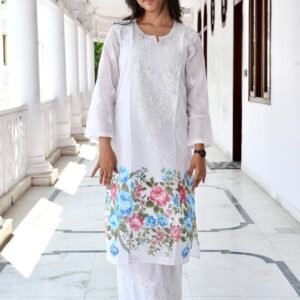 “Rozana” printed chikankari kurti