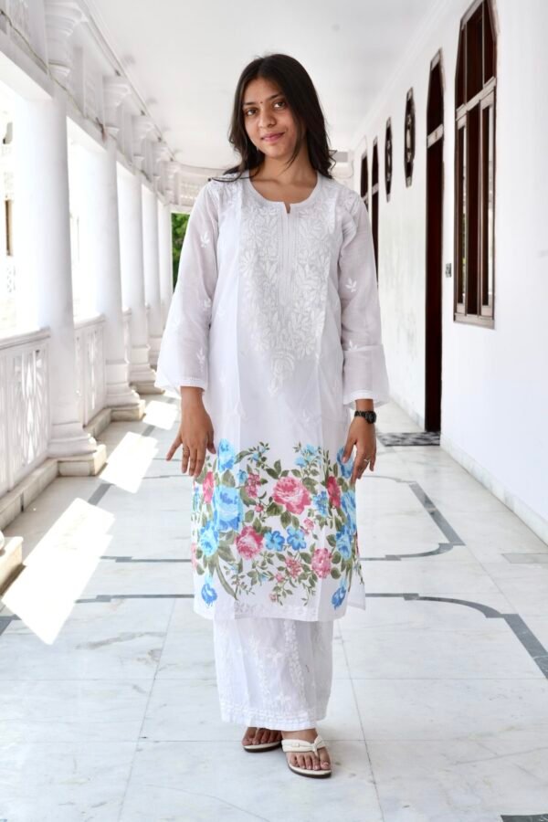 “Rozana” printed chikankari kurti