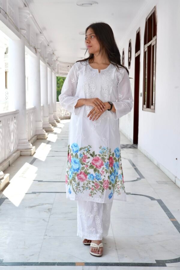“Rozana” printed chikankari kurti - Image 2