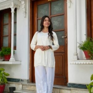 Handcrafted chikankari short top