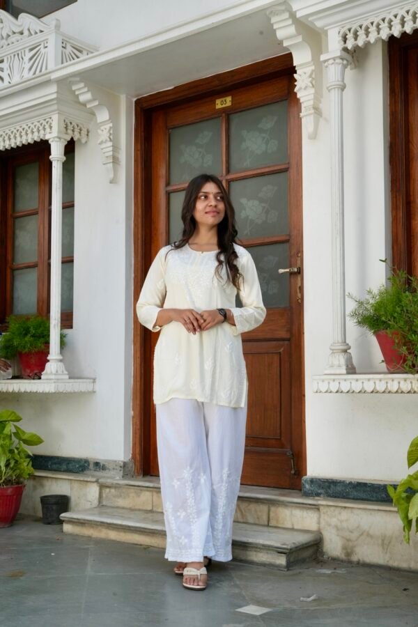 Handcrafted chikankari short top