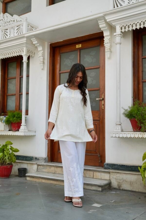 Handcrafted chikankari short top - Image 2