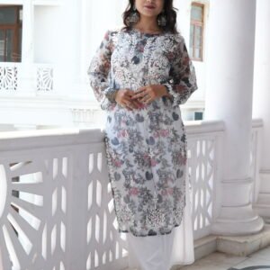 “Rozana” Black hand embroidered printed kurta