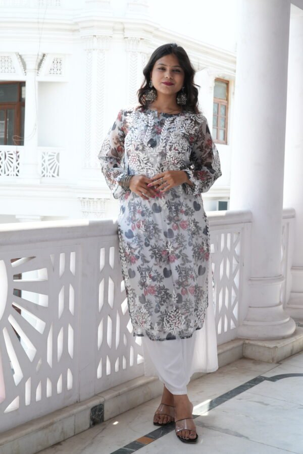 “Rozana” Black hand embroidered printed kurta