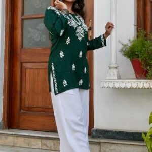 Handcrafted chikankari short top