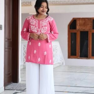 Handcrafted chikankari short top