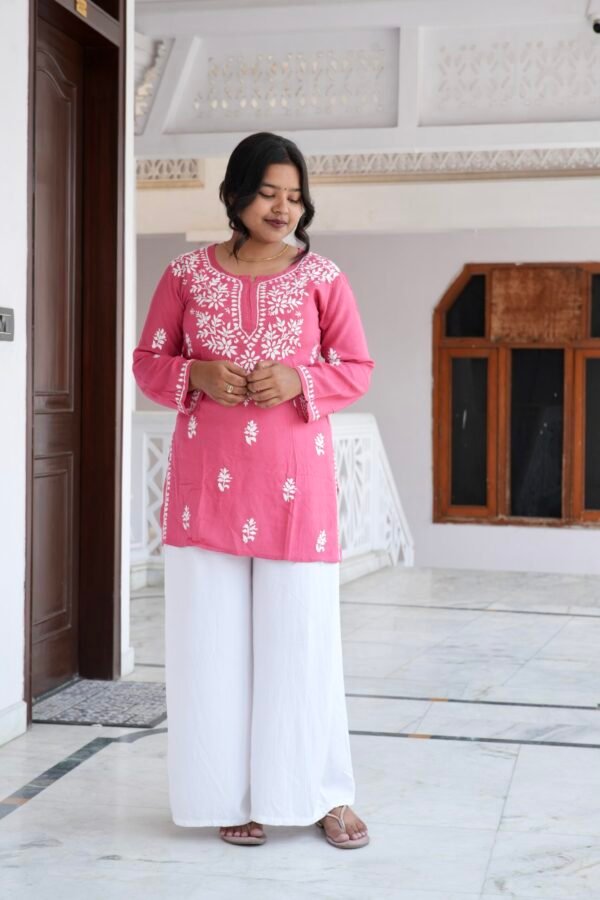 Handcrafted chikankari short top