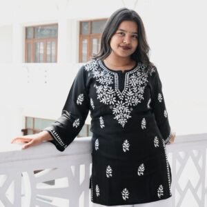 Handcrafted chikankari short top