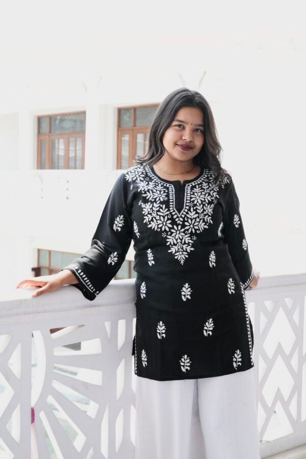 Handcrafted chikankari short top