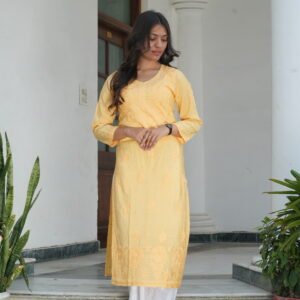 Nazakat yellow chikankari kurta
