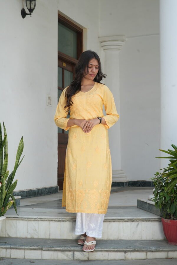 Nazakat yellow chikankari kurta