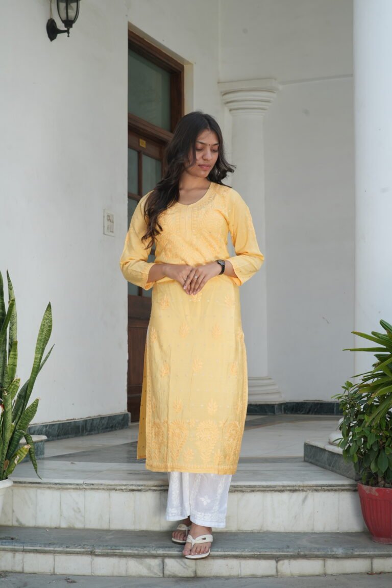 Nazakat yellow chikankari kurta