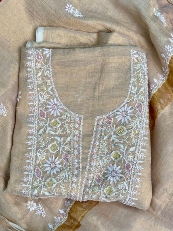 “Begum’s closet” premium pine brown unstitched suit piece with dupatta