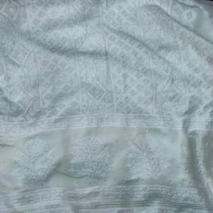 “Begum’s closet” premium white heavily embroidered unstiched suit piece with dupatta