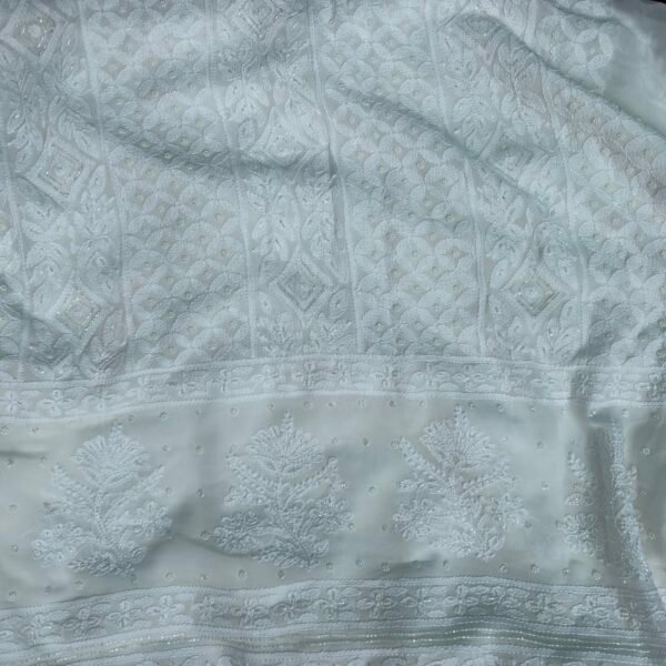 “Begum’s closet” premium white heavily embroidered unstiched suit piece with dupatta
