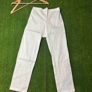 Handcrafted chikankari straight pants(free size)