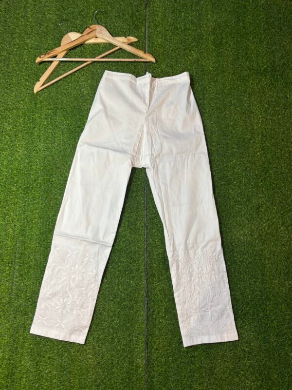 Handcrafted chikankari straight pants(free size)