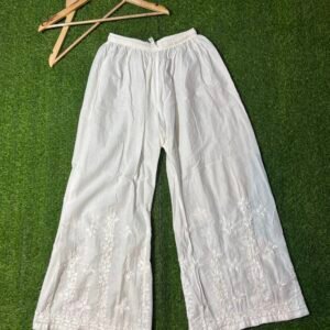 Handcrafted chikankari straight palazzo(free size)