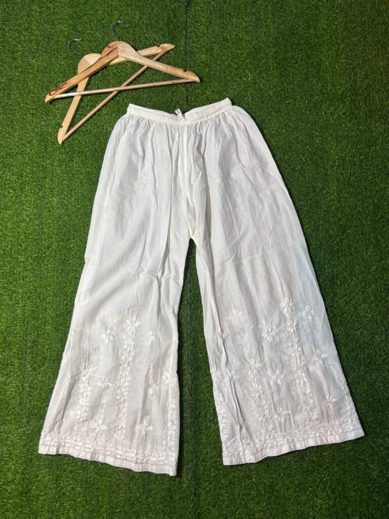 Handcrafted chikankari straight palazzo(free size)