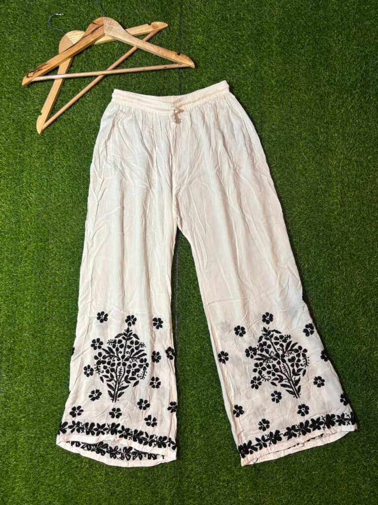Handcrafted black and white palazzo(free size)