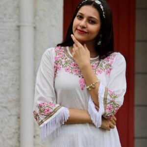 Fitoor white chikankari long kurti