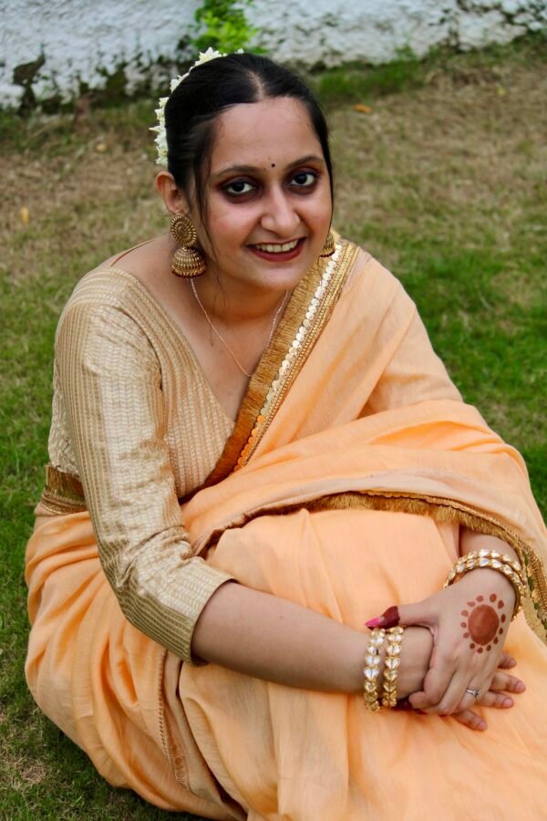 Mehfil Chanderi Haldi yellow saree - Image 3