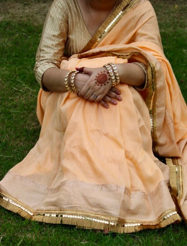 Mehfil Chanderi Haldi yellow saree - Image 2