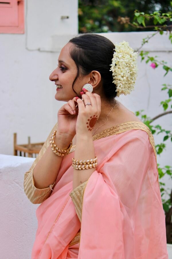 Mehfil Glass organza pink saree - Image 2