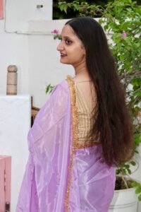 Mehfil glass organza lavender saree