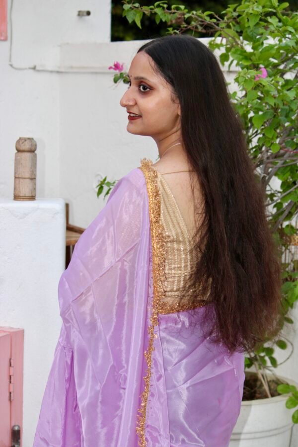 Mehfil glass organza lavender saree